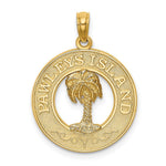 Load image into Gallery viewer, 14K Yellow Gold PAWLEYS ISLAND Round Frame With Palm Tree Charm Pendant