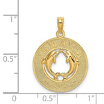 Load image into Gallery viewer, 14K Yellow Gold JAMAICA On Round Frame With Dolphins Charm Pendant
