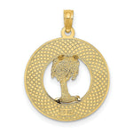 Load image into Gallery viewer, 14K Yellow Gold Key West On Round Frame With Palm Tree Charm Pendant