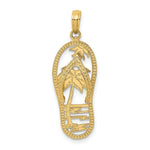 Load image into Gallery viewer, 14K Yellow Gold Palm Tree Flip & Flop Charm Pendant