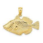Load image into Gallery viewer, 14K Yellow Gold Polished and Engraved Fish With Stipes Charm Pendant