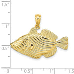 Load image into Gallery viewer, 14K Yellow Gold Polished and Engraved Fish With Stipes Charm Pendant