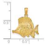 Load image into Gallery viewer, 14K Yellow Gold Polished and Engraved Fish Charm Pendant