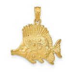 Load image into Gallery viewer, 14K Yellow Gold Polished and Engraved Fish Charm Pendant