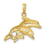 Load image into Gallery viewer, 14K Yellow Gold 2-D Polished and Engraved DOUBLE DolphinS Charm Pendant
