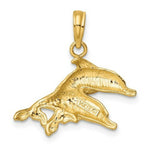 Load image into Gallery viewer, 14K Yellow Gold 2-D Polished and Engraved Dolphins Charm Pendant