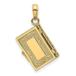 Load image into Gallery viewer, 14K Yellow Gold 3-D Moveable Pages Holy Bible With Lords Prayer Charm Pendant