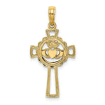 Load image into Gallery viewer, 14K Yellow Gold Cross With CLADDAGH Charm Pendant