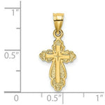 Load image into Gallery viewer, 14K Yellow Gold Solid Polished and Textured Cross Charm Pendant