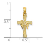 Load image into Gallery viewer, 14K Yellow Gold Cross With Drape Charm Pendant