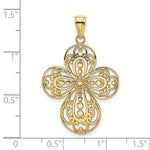 Load image into Gallery viewer, 14K Yellow Gold Cut-Out With Rounded Tips Filigree Cross Charm Pendant