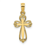 Load image into Gallery viewer, 14K Yellow Gold Polished and Cut-Out Engraved Cross Charm Pendant
