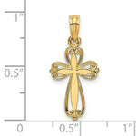Load image into Gallery viewer, 14K Yellow Gold Polished and Cut-Out Engraved Cross Charm Pendant