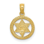 Load image into Gallery viewer, 14K Yellow Gold Engraved Star Of David In Circle Charm Pendant