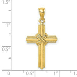 Load image into Gallery viewer, 14K Yellow Gold Beaded Center Design Cross Charm Pendant