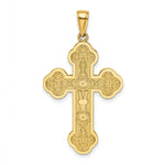 Load image into Gallery viewer, 14K Yellow Gold SCROLL Cross With SUNBURST CENTER Charm Pendant
