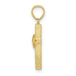 Load image into Gallery viewer, 14K Yellow Gold Polished DOUBLE HEARTS ON Stick Cross Charm Pendant