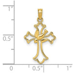 Load image into Gallery viewer, 14K Yellow Gold Cut-Out Dove Center Cross Charm Pendant