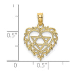 Load image into Gallery viewer, 14K Yellow Gold Textured Star of David In Heart Charm Pendant