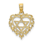 Load image into Gallery viewer, 14K Yellow Gold Textured Star of David In Heart Charm Pendant