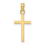 Load image into Gallery viewer, 14K Yellow Gold 2-D & Polished Block Style Stick Cross Charm Pendant