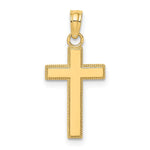 Load image into Gallery viewer, 14K Yellow Gold Polished and Block Style Beaded Edge Cross Charm Pendant