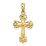 Load image into Gallery viewer, 14K Yellow Gold Cross With Scroll Tips & Button Center Charm Pendant