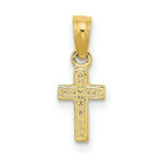 Load image into Gallery viewer, 14K Yellow Gold Polished and Engraved Mini Cross Charm Pendant