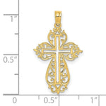 Load image into Gallery viewer, 14K Yellow Gold Cut-Out Scroll Framed Cross Charm Pendant