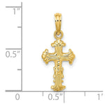 Load image into Gallery viewer, 14K Yellow Gold Polished and Textured Cross Charm Pendant