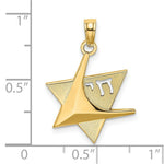 Load image into Gallery viewer, 14K Yellow Gold 2-D & Polished Jewish Star Of David With Chai Charm Pendant