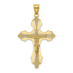 Load image into Gallery viewer, 14K Yellow Gold Textured & Cut-Out Crucifix With SPADE TIPS Charm Pendant