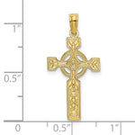 Load image into Gallery viewer, 14K Yellow Gold Engraved Celtic Cross With Eternity Circle Charm Pendant