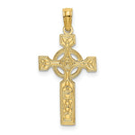Load image into Gallery viewer, 14K Yellow Gold Engraved Celtic Cross With Eternity Circle Charm Pendant