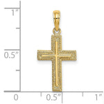 Load image into Gallery viewer, 14K Yellow Gold Cross With Textured Border Design Charm Pendant