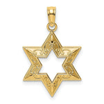 Load image into Gallery viewer, 14K Yellow Gold 2-D & Textured Jewish Star Of David Charm Pendant