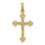 Load image into Gallery viewer, 14K Yellow Gold 2-D Narrow Crucifix With SPADE TIPS Charm Pendant