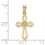 Load image into Gallery viewer, 14K Yellow Gold Cut-Out & Flat Cross With Flower Charm Pendant