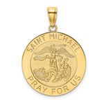 Load image into Gallery viewer, 14K Yellow Gold Polished and Satin SAINT MICHAEL MEDAL Charm Pendant