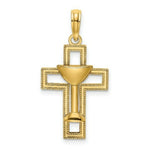 Load image into Gallery viewer, 14K Yellow Gold Polished Cross With COMMUNION CUP Charm Pendant