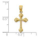 Load image into Gallery viewer, 14K Yellow Gold Textured With Arrow Ends Cross Charm Pendant