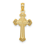 Load image into Gallery viewer, 14K Yellow Gold Textured Leaves On Edges Cross Charm Pendant