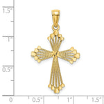 Load image into Gallery viewer, 14K Yellow Gold Diamond-cut & Cut-Out Stripes With Heart in Center Cross Charm Pendant