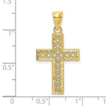 Load image into Gallery viewer, 14K Yellow Gold Diamond-cut EDGE & FILIGREE CENTER Cross Charm Pendant