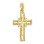 Load image into Gallery viewer, 14K Yellow Gold Diamond-cut Etched Cross Charm Pendant