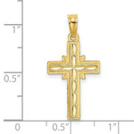 Load image into Gallery viewer, 14K Yellow Gold Diamond-cut Etched Cross Charm Pendant