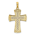 Load image into Gallery viewer, 14K Yellow Gold Diamond-cut With Satin Edge Latice Cross Charm Pendant