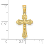Load image into Gallery viewer, 14K Yellow Gold With Textured Scalloped Edge Crucifix Charm Pendant