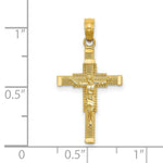 Load image into Gallery viewer, 14K Yellow Gold Beaded Accent With Cross Behind Crucifix Charm Pendant