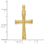 Load image into Gallery viewer, 14K Yellow Gold Diamond-cut & Textured Cross Charm Pendant